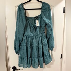 NWT Francesca’s Deep Teal Long Sleeve Dress